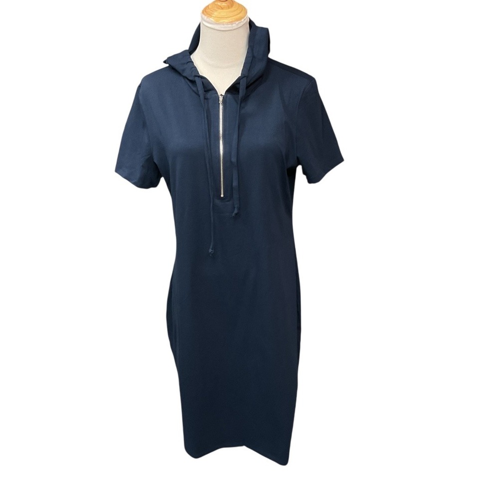 Missky Hooded with Drawstring Short Sleeve Casual Mini Dress Blue Size Large NWT